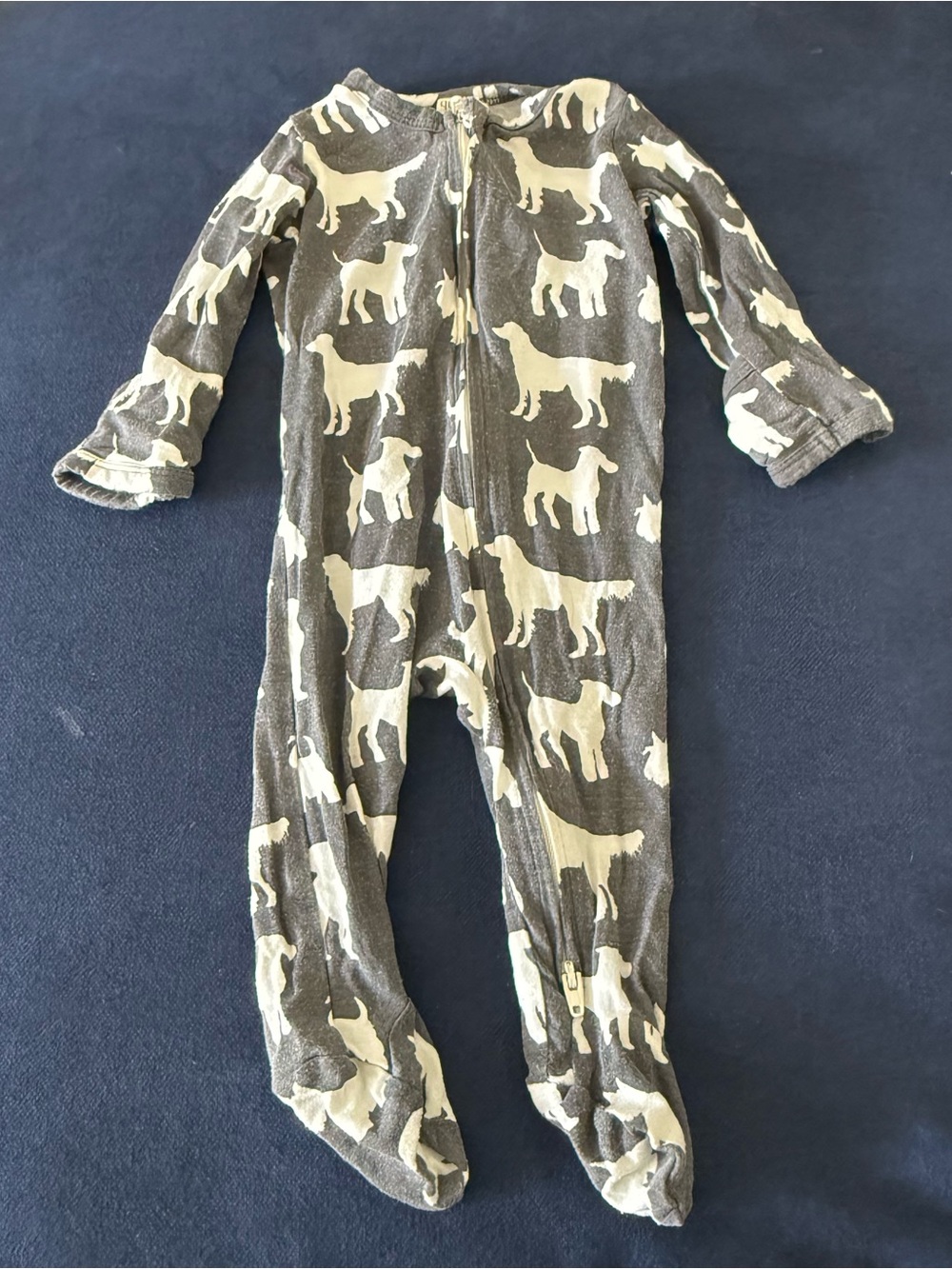 kate quinn Gray Footed Sleeper Dog Print silhouette 0-3m Bamboo Footie